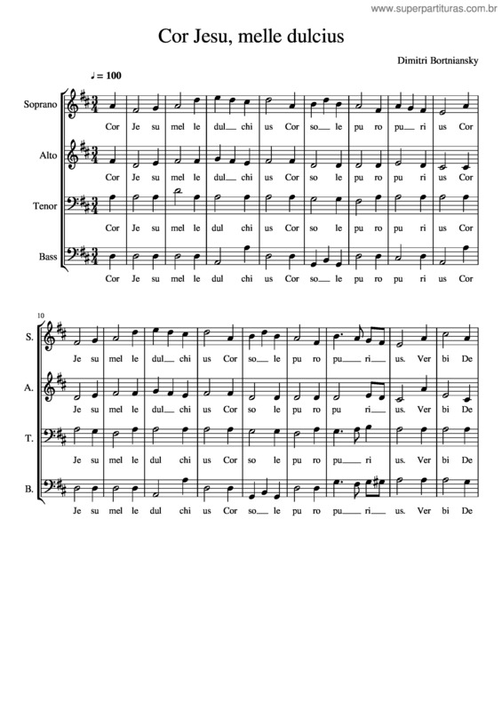 Partitura da música Cor Jesu, Melle Dulcius
