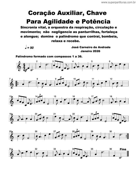 Partitura da música Coração Auxiliar, Chave Para Agilidade E Potência