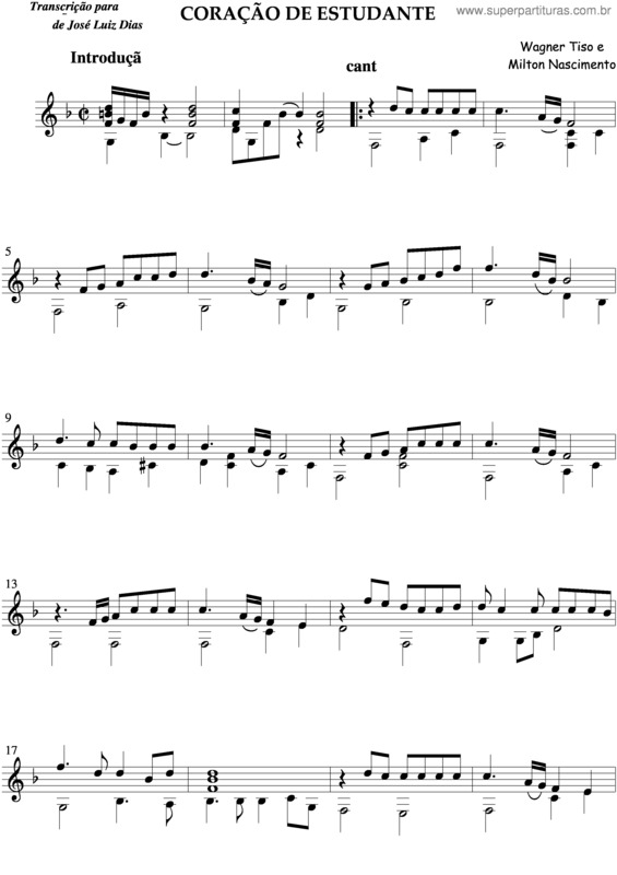 Partitura da música Coraçâo De Estudante v.2