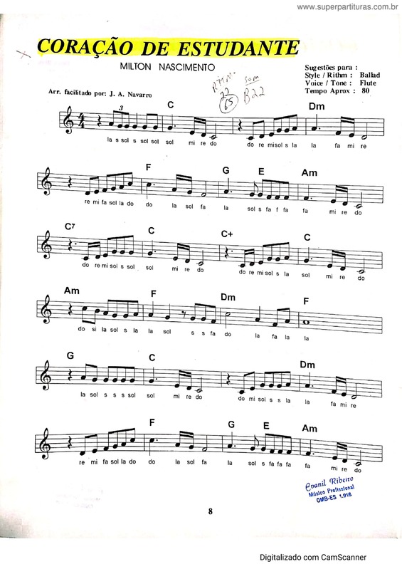 Partitura da música Coração De Estudante v.4