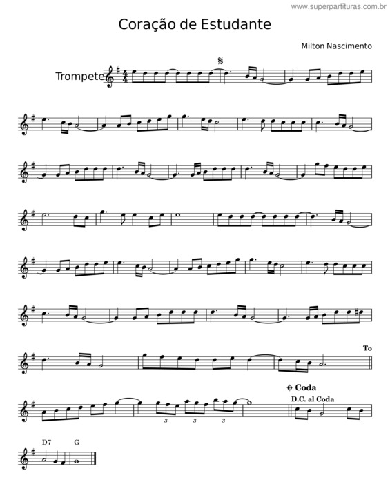 Partitura da música Coração De Estudante v.7