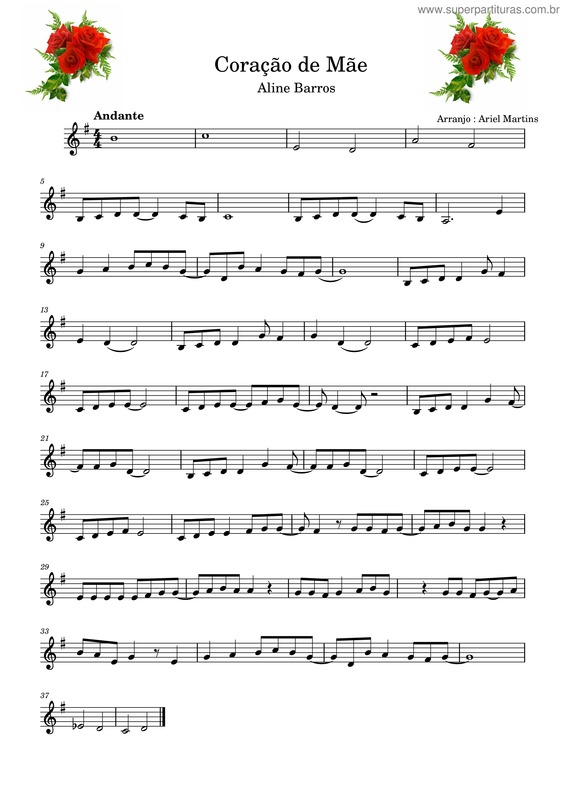 Partitura da música Coração De Mãe-Aline Barros-