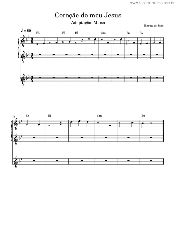 Partitura da música Coração De Meu Jesus v.2