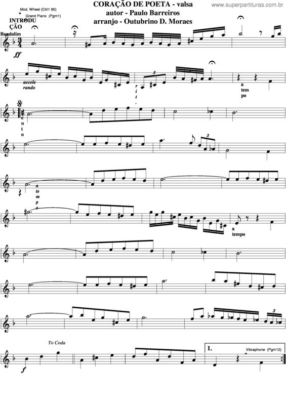 Partitura da música Coração De Poeta v.5