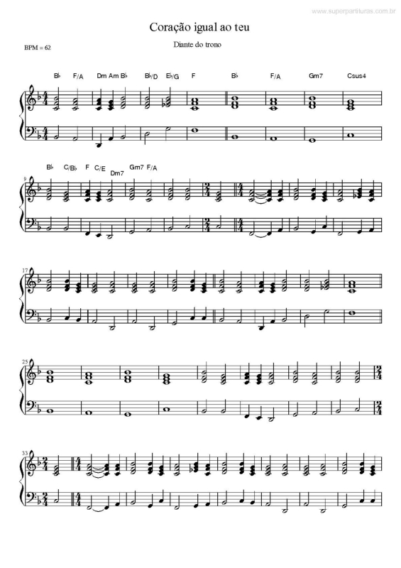 Partitura da música Coração Igual ao Teu v.2