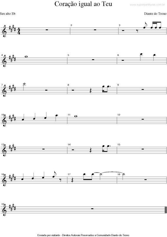 Partitura da música Coração Igual do Teu