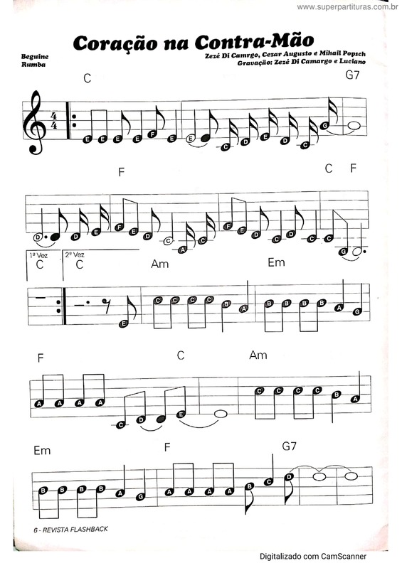 Partitura da música Coração Na Contra Mão