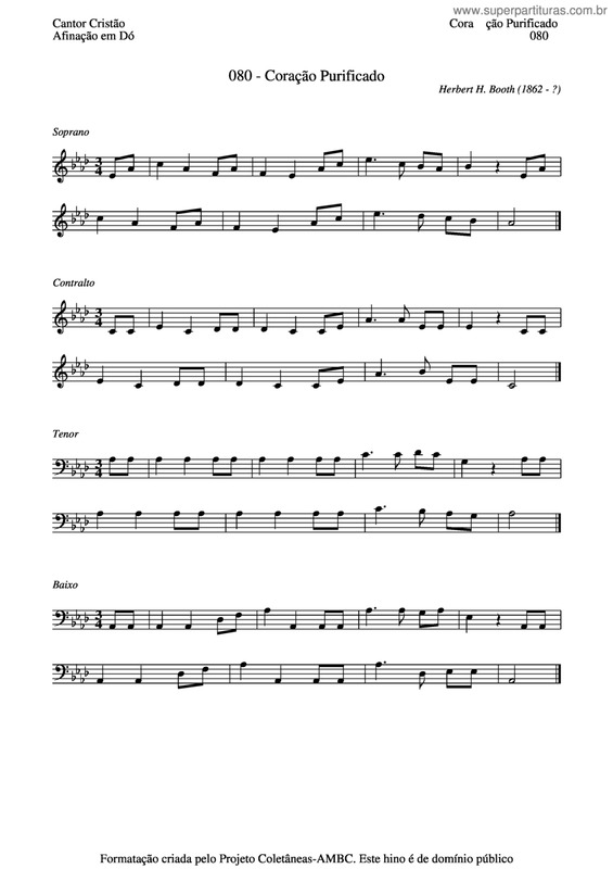 Partitura da música Coração Purificado v.2