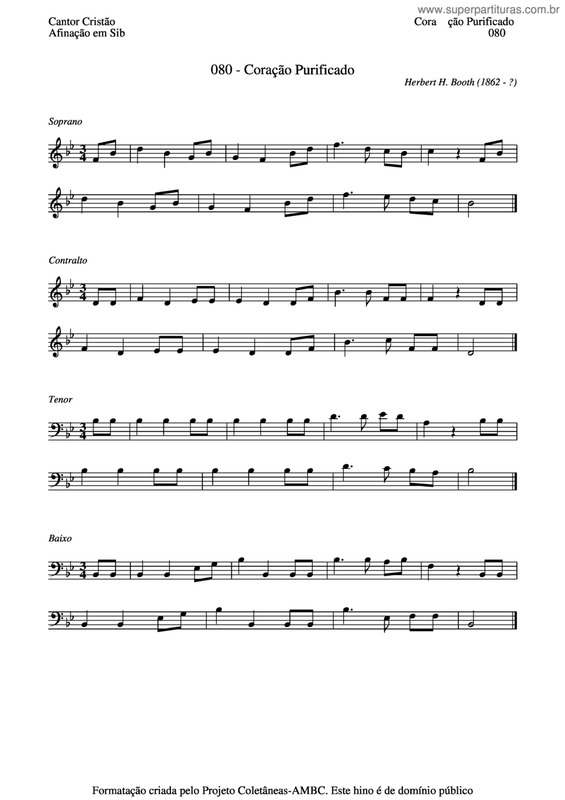 Partitura da música Coração Purificado v.3