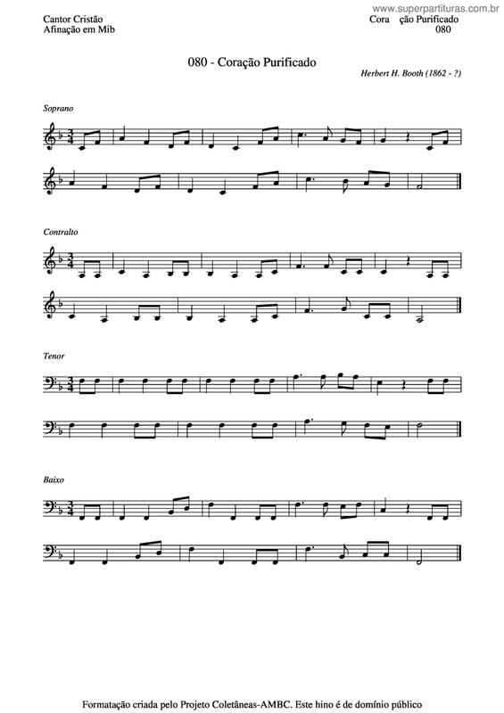 Partitura da música Coração Purificado v.4