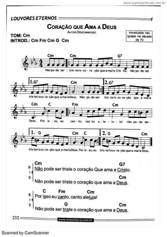 Partitura da música Coração Que Ama A Deus