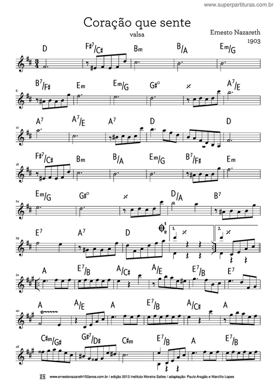 Partitura da música Coração Que Sente v.3