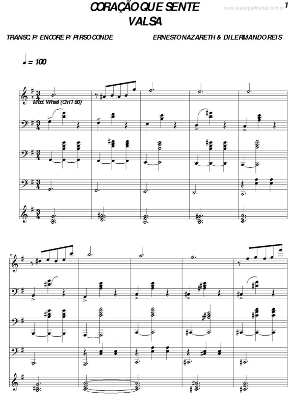 Partitura da música Coração que sente