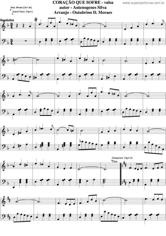 Partitura da música Coração Que Sofre v.4