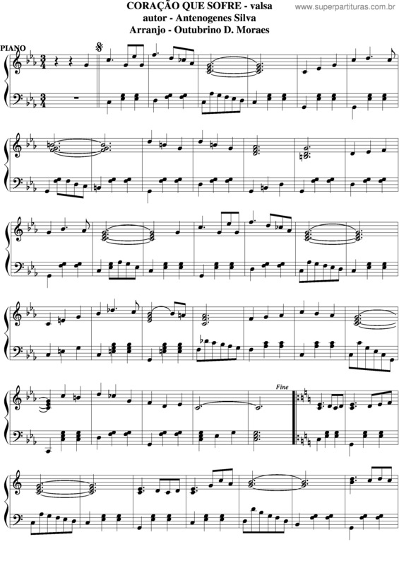 Partitura da música Coração Que Sofre v.5