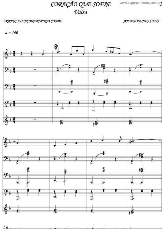 Partitura da música Coração Que Sofre