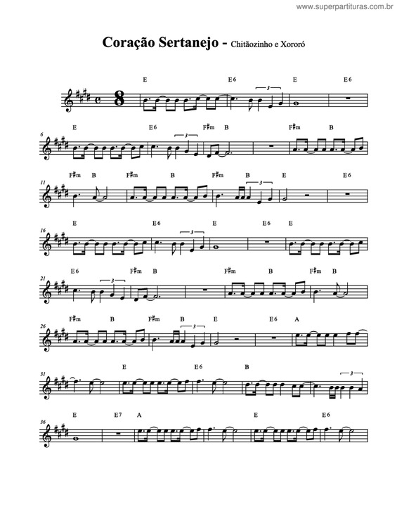 Partitura da música Coração Sertanejo v.2