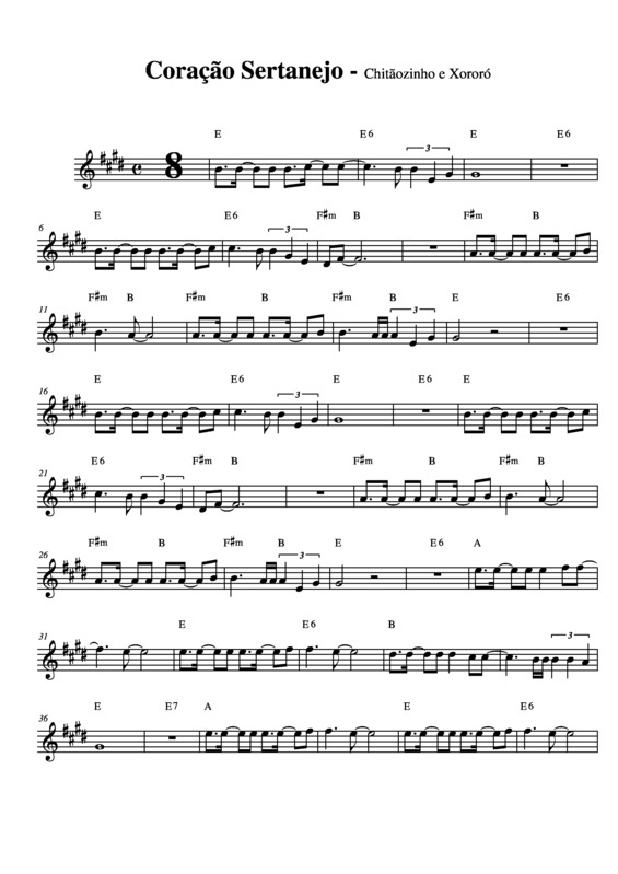 Partitura da música Coração Sertanejo v.3