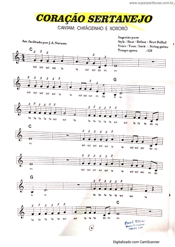 Partitura da música Coração Sertanejo v.5