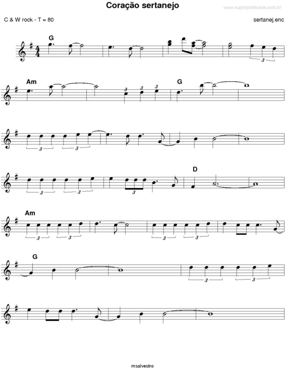 Partitura da música Coração Sertanejo