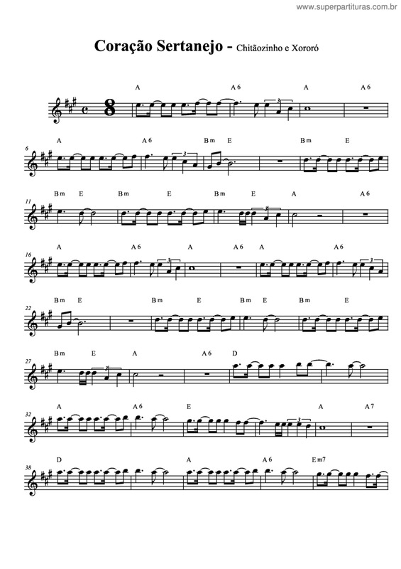 Partitura da música Coração Sertenejo