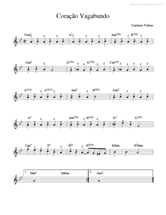 Partitura da música Coração Vagabundo