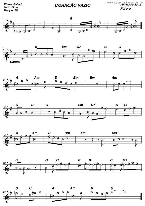 Partitura da música Coração Vazio 2