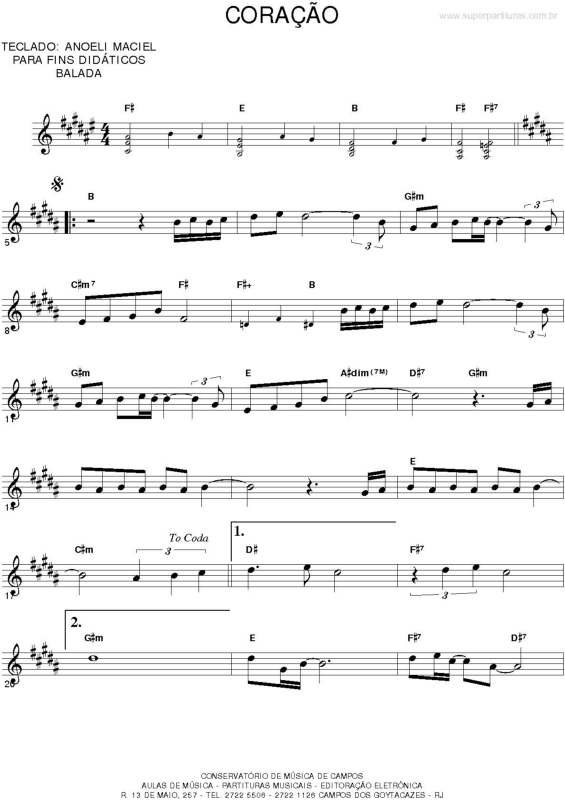 Partitura da música Coração