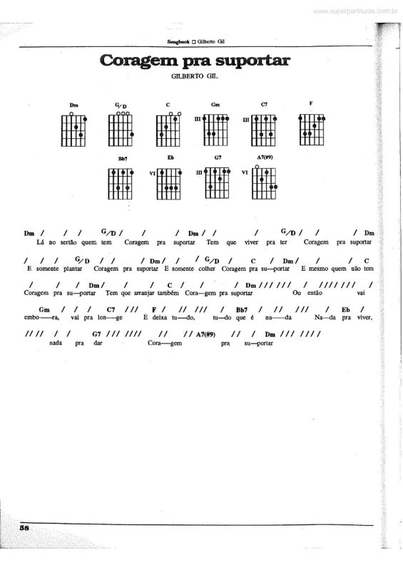 Partitura da música Coragem pra Suportar