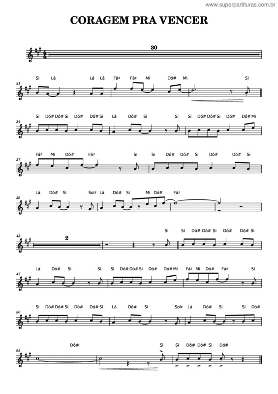 Partitura da música Coragem Pra Vencer