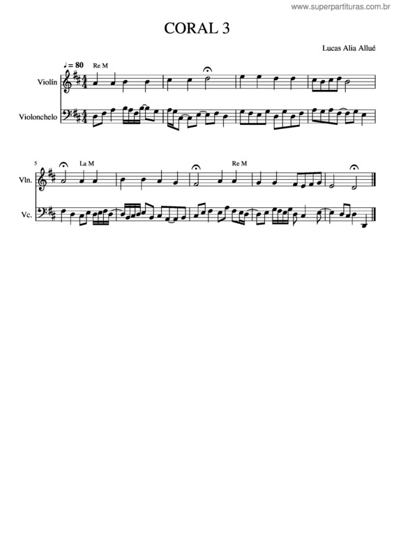 Partitura da música Coral 3