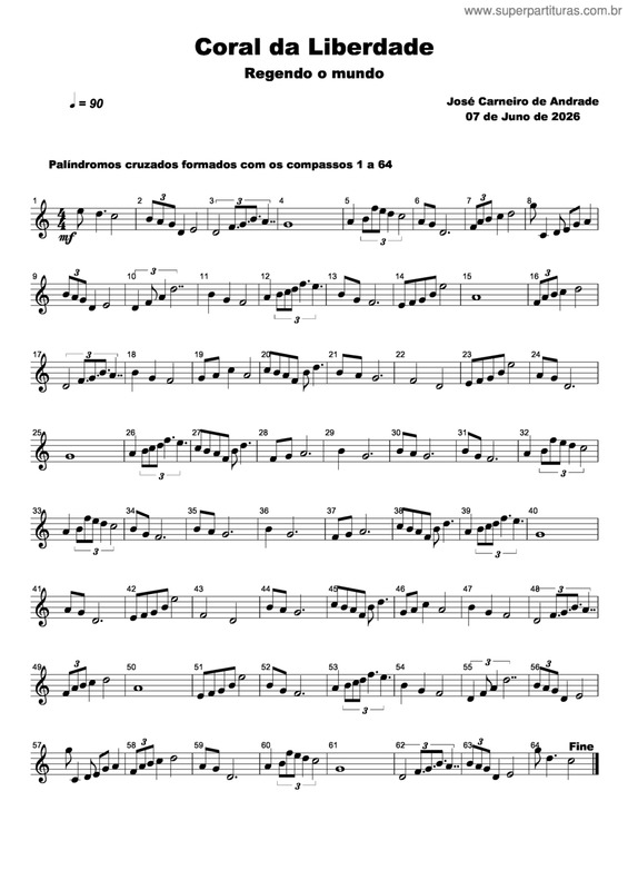 Partitura da música Coral Da Liberdade