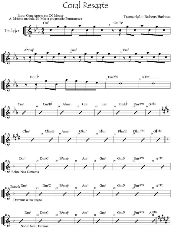 Partitura da música Coral Resgate