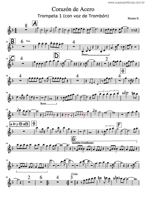Partitura da música Corazon De Acero_1A Trompeta