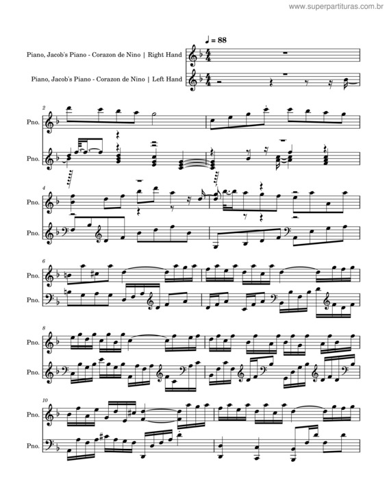 Partitura da música Corazon De Niño– Valeria Santos