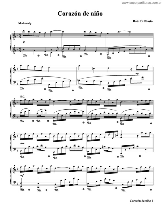 Partitura da música Corazón De Niño v.2