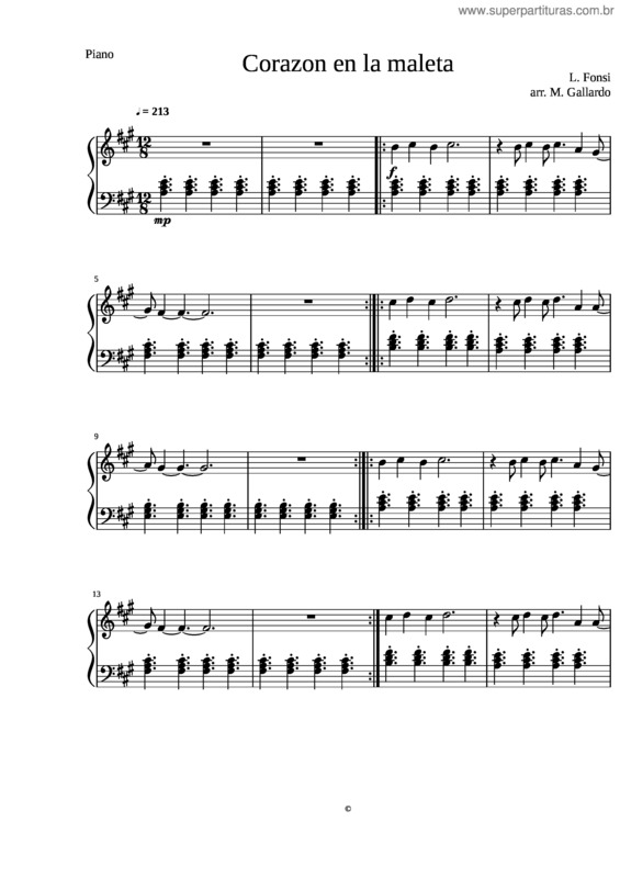 Partitura da música Corazon En La Maleta Piano Tutorial