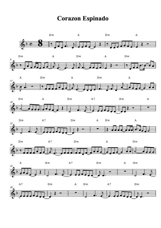 Partitura da música Corazon Espinado v.2