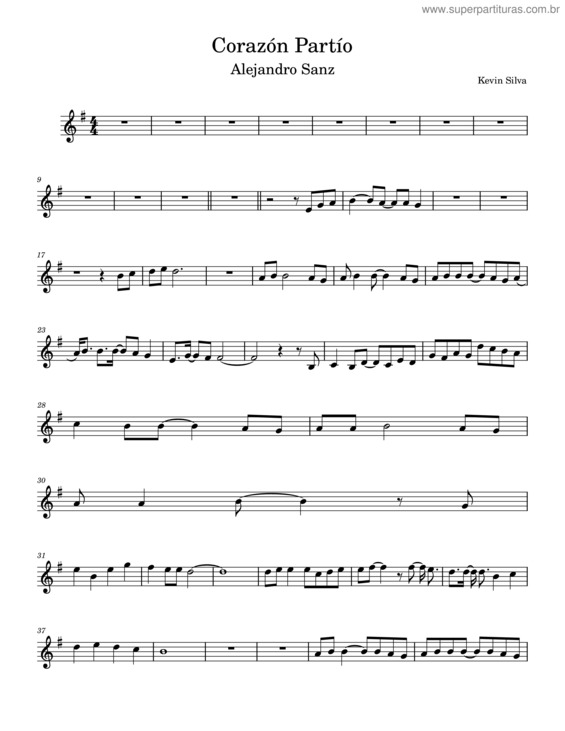 Partitura da música Corazón Partío – Alejandro Sanz Corazon Partío – Trompeta