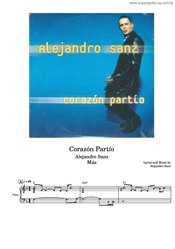 Partitura da música Corazón Partío – Alejandro Sanz