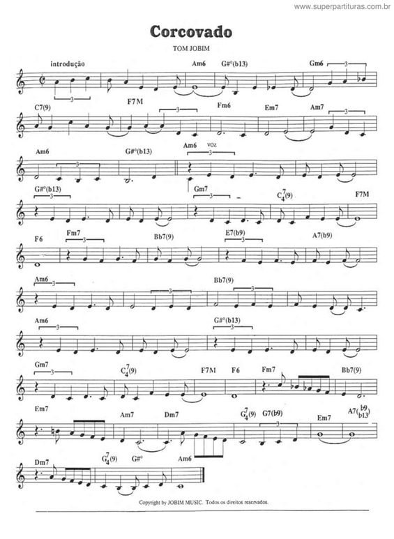 Partitura da música Corcovado v.12