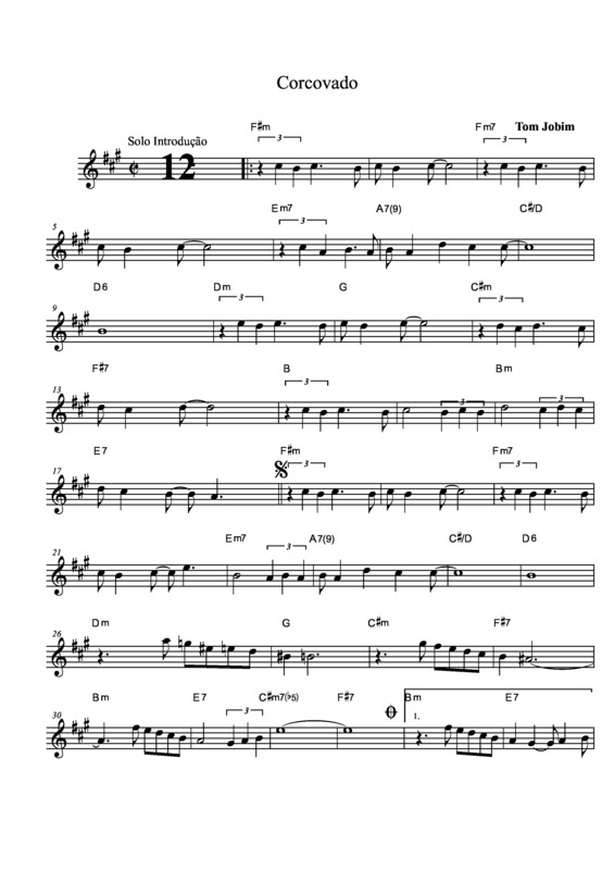 Partitura da música Corcovado v.13