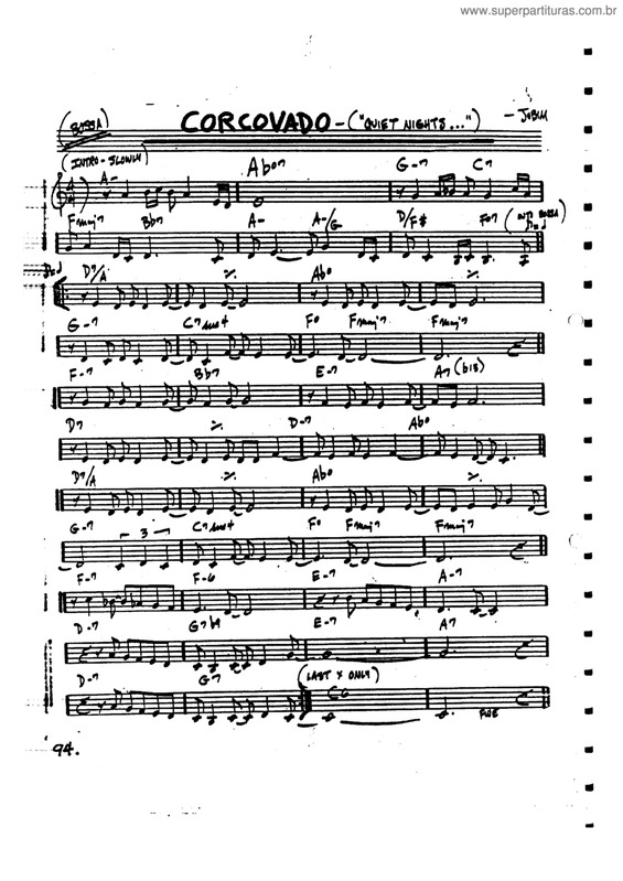 Partitura da música Corcovado v.16