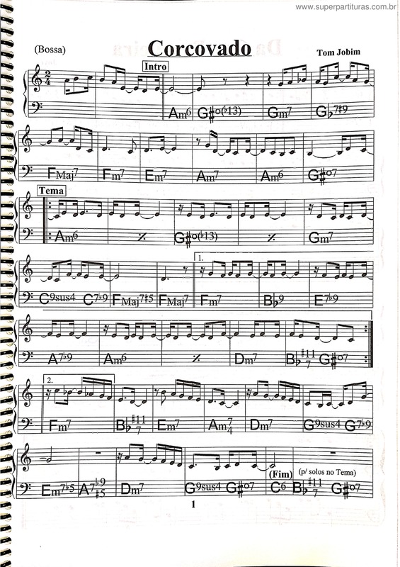 Partitura da música Corcovado v.18