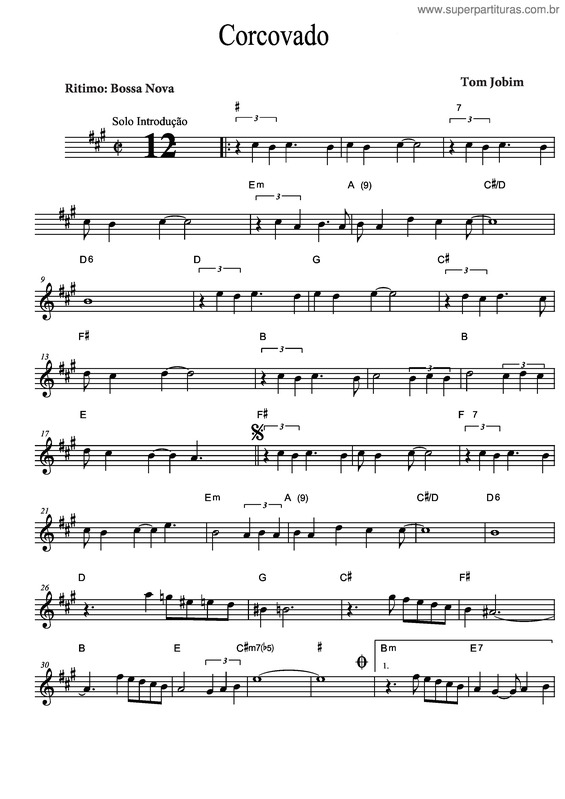 Partitura da música Corcovado v.19