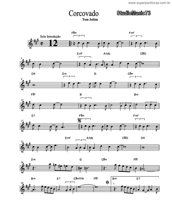 Partitura da música Corcovado v.6