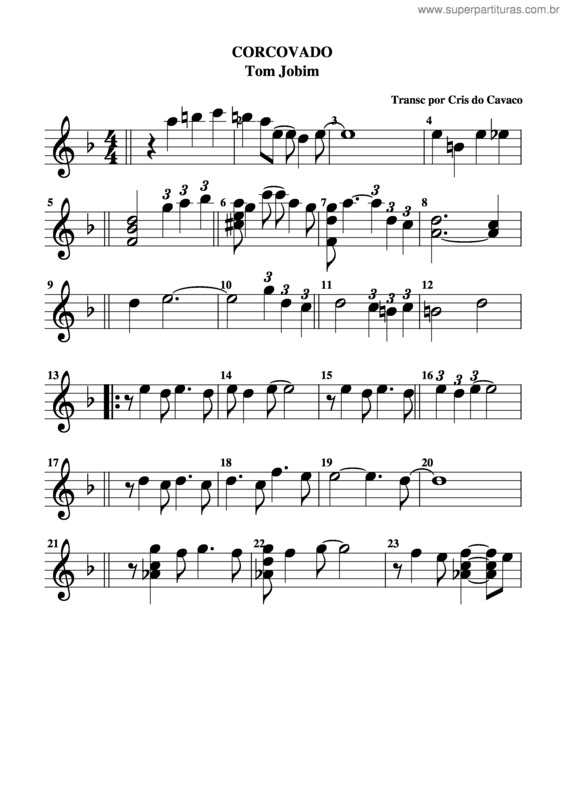 Partitura da música Corcovado v.7