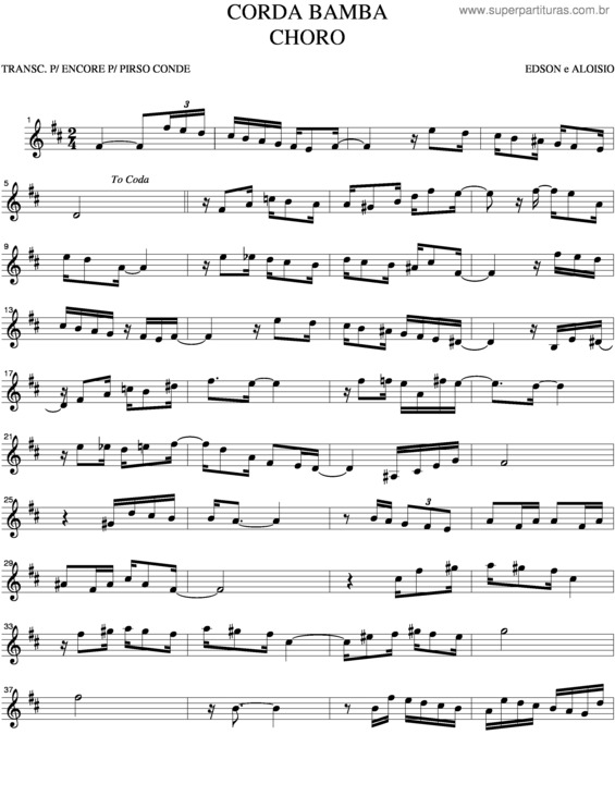 Partitura da música Corda Bamba