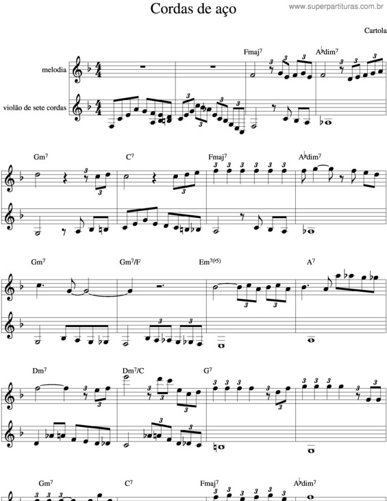 Partitura da música Cordas De Aço