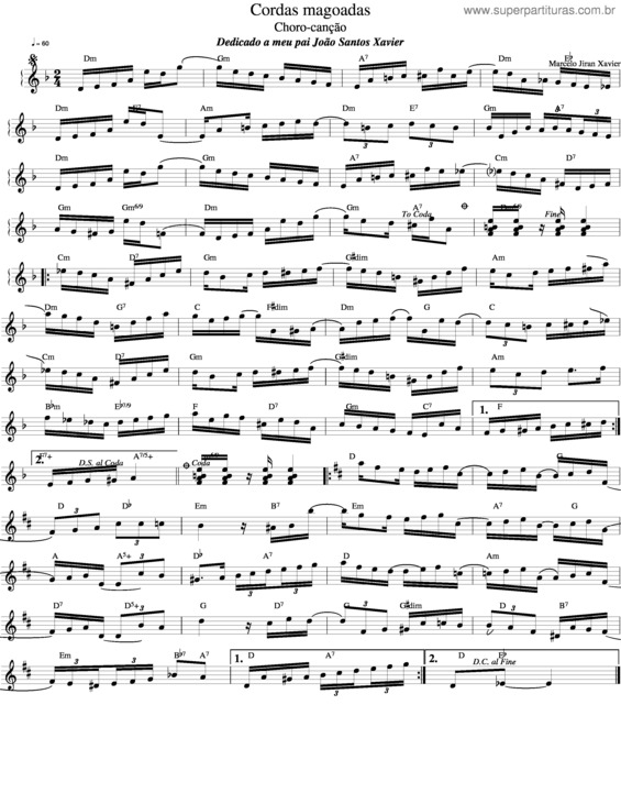 Partitura da música Cordas Magoadas